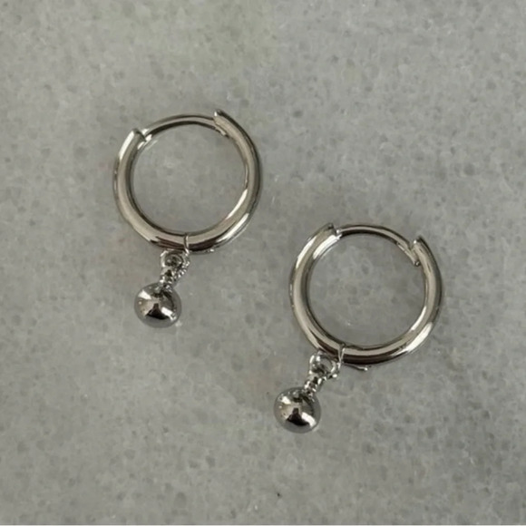 COPY - Sterling Silver Huggie Hoop Ball Dangle Earrings 

Brand New - Picture 1 of 4